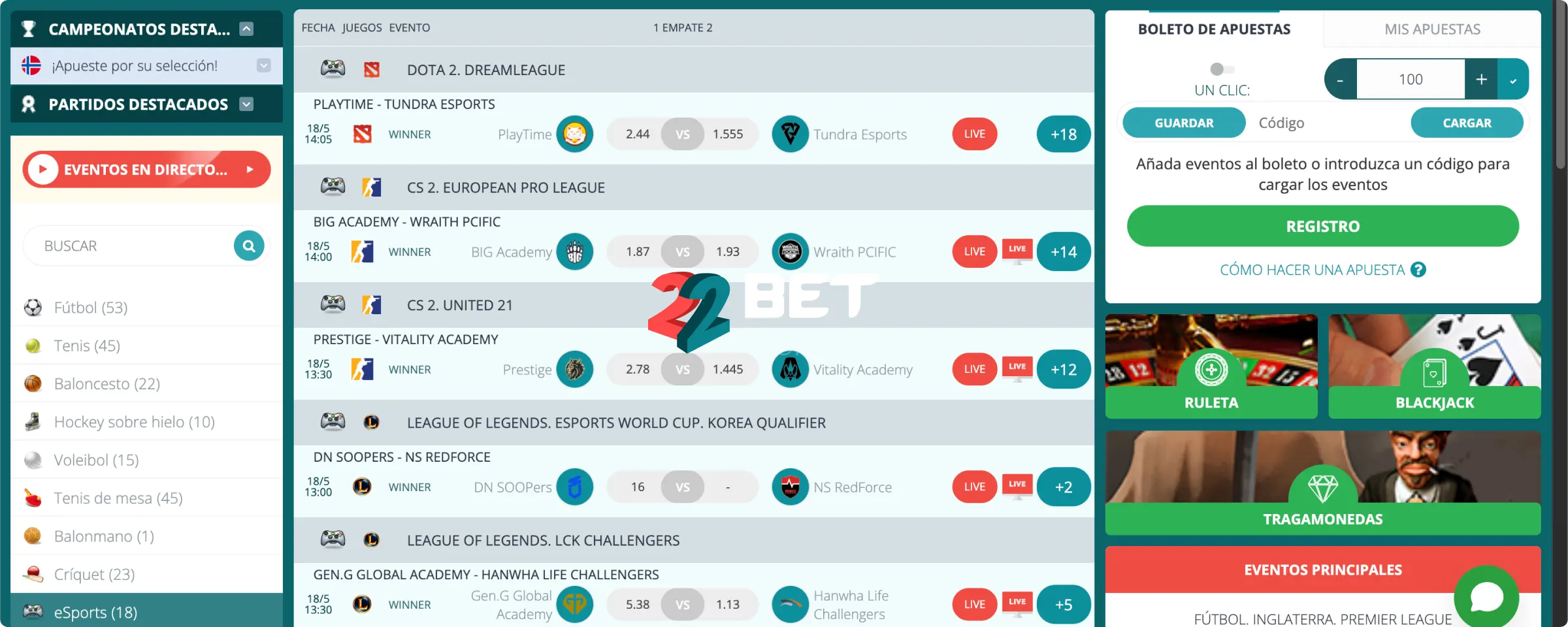22Bet Crupieres En Directo Y Apuestas